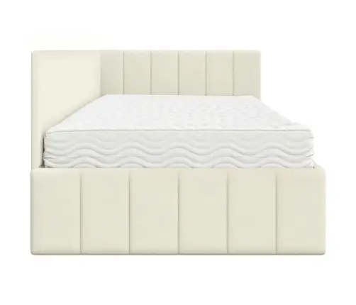 Stūra Gultas Rāmis Ar Matraci Krēmkrāsa 100 X 200 Cm Samts Vidaxl