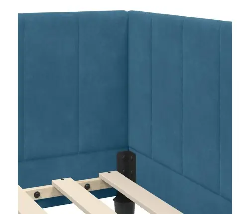 Kampinė Lovos Konstrukcija Su Čiužiniu 2 Pcs Mėlyna Aksomas