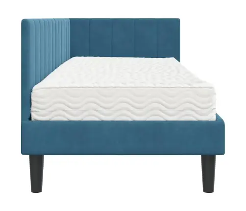 Kampinė Lovos Konstrukcija Su Čiužiniu 2 Pcs Mėlyna Aksomas