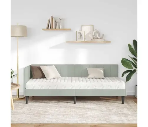 Kampinė Lovos Konstrukcija Su Čiužiniu 2 Pcs Šviesiai Pilka