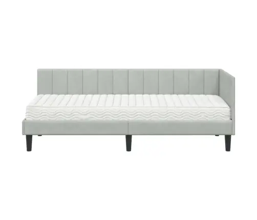 Kampinė Lovos Konstrukcija Su Čiužiniu 2 Pcs Šviesiai Pilka