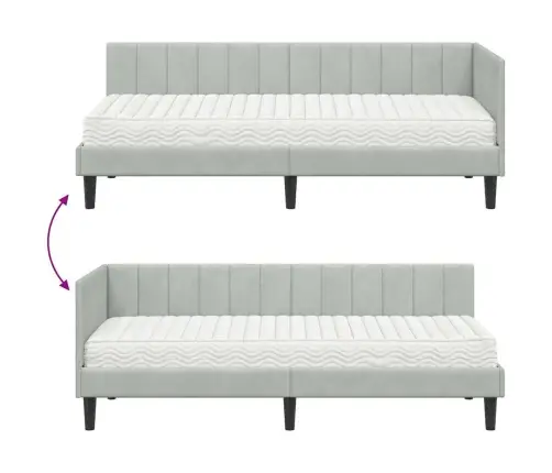 Kampinė Lovos Konstrukcija Su Čiužiniu 2 Pcs Šviesiai Pilka