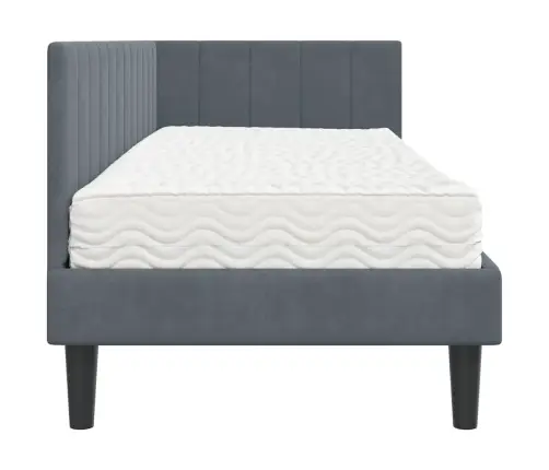 Kampinė Lovos Konstrukcija Su Čiužiniu 2 Pcs Pilka Aksomas