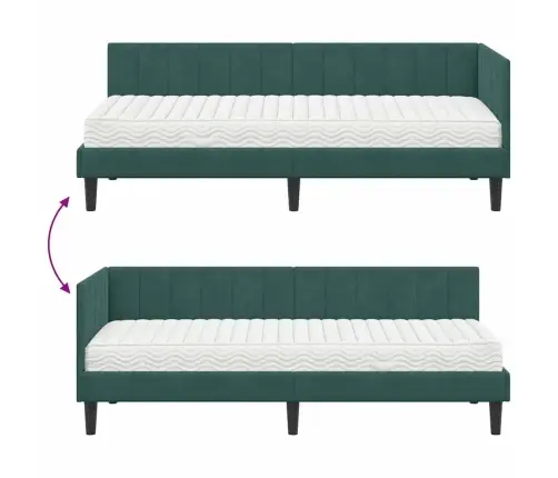 Nurgavoodi Raam Koos Madratsiga Madratsiga 2 Pcs Roheline Samet