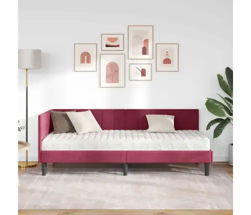 Kampinė Lovos Konstrukcija Su Čiužiniu 2 Pcs Žalia Aksomas