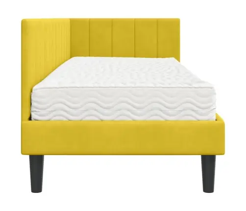 Stūra Gultas Rāmis Ar Matraci Dzeltena 80 X 200 Cm Samts Vidaxl