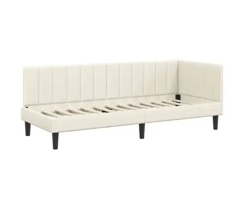 Stūra Gultas Rāmis Ar Matraci Krēmkrāsa 80 X 200 Cm Samts Vidaxl