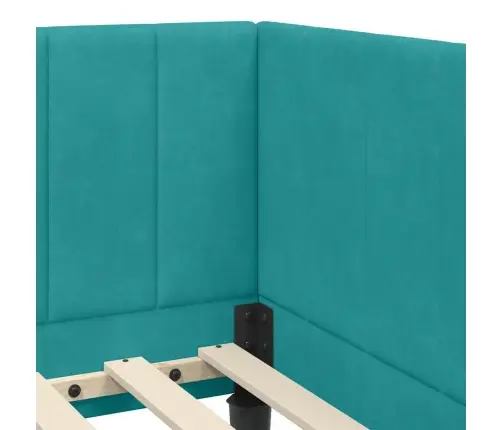 Stūra Gultas Rāmis Ar Matraci Tirkīzzila 80 X 200 Cm Samts Vidaxl