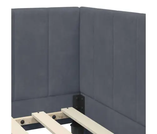 Stūra Gultas Rāmis Ar Matraci Tumši Pelēka 90 X 190 Cm Samts Vidaxl