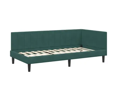 Stūra Gultas Rāmis Ar Matraci Tumši Zaļa 90 X 190 Cm Samts Vidaxl