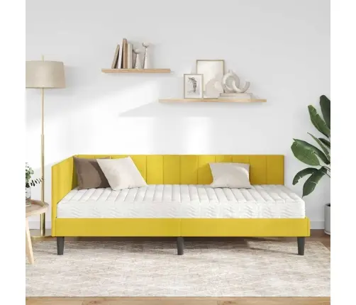 Nurgavoodi Raam Madratsiga Peaga Kollane 90 X 190 Cm Samet