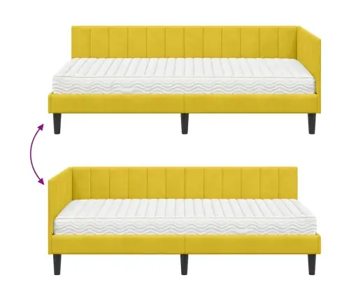 Nurgavoodi Raam Madratsiga Peaga Kollane 90 X 190 Cm Samet