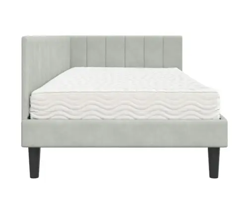 Kampinė Lovos Konstrukcija Šviesiai Pilka 90 X 200 Cm Aksomas