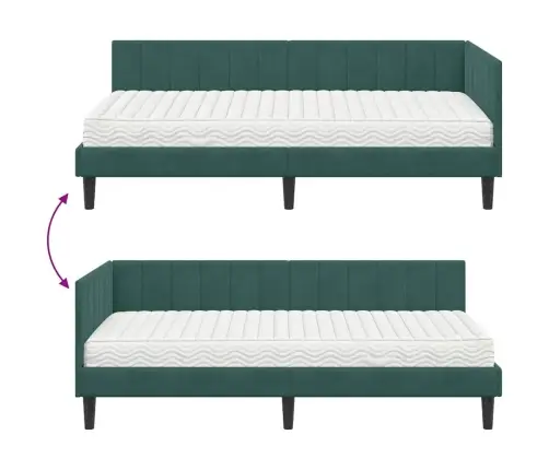 Nurgavoodi Raam Koos Madratsiga Madratsiga 2 Pcs Roheline Samet