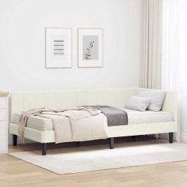 Stūra Gultas Rāmis Ar Matraci Krēmkrāsa 90 X 200 Cm Samts Vidaxl