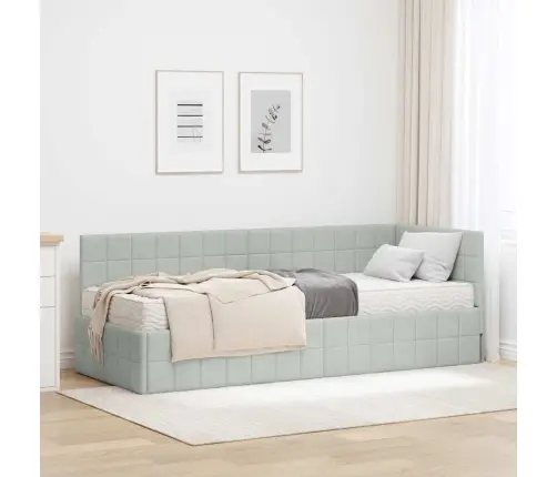 Nurgavoodi Raam Koos Madratsiga Peaga 2 Pcs Helehall Samet