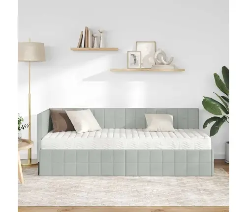 Nurgavoodi Raam Koos Madratsiga Peaga 2 Pcs Helehall Samet