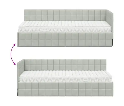 Nurgavoodi Raam Koos Madratsiga Peaga 2 Pcs Helehall Samet