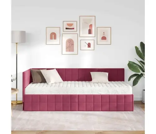 Nurgavoodi Raam Koos Madratsiga Peaga 2 Pcs Roheline Samet