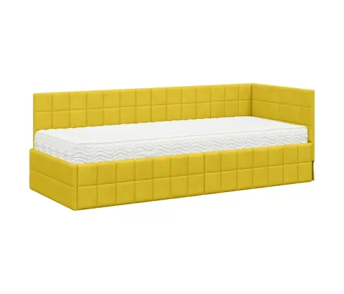 Kampinė Lovos Konstrukcija Su Čiužiniu 2 Pcs Geltona Aksomas