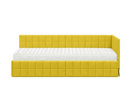 Kampinė Lovos Konstrukcija Su Čiužiniu 2 Pcs Geltona Aksomas