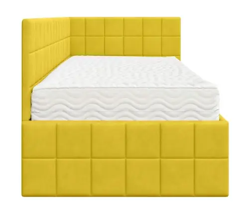 Kampinė Lovos Konstrukcija Su Čiužiniu 2 Pcs Geltona Aksomas