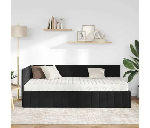 Nurgavoodi Raam Koos Madratsiga Peaga 2 Pcs Must Samet