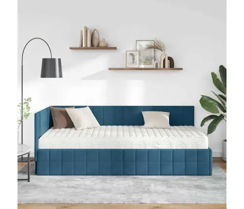 Nurgavoodi Raam Koos Madratsiga Peaga 2 Pcs Sinine Samet