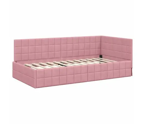 Stūra Gultas Rāmis Ar Matrači 2 Pcs Pelēka Samts Vidaxl