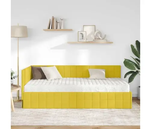 Stūra Gultas Rāmis Ar Matrači 2 Pcs Dzeltena Samts Vidaxl