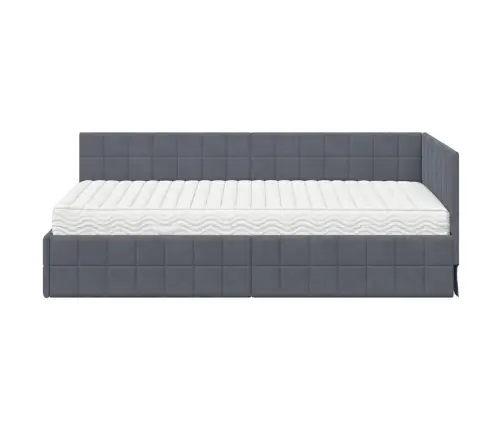 Stūra Gultas Rāmis Ar Matrači 2 Pcs Pelēka Samts Vidaxl