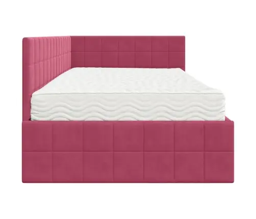 Stūra Gultas Rāmis Ar Matrači Ar Galvas Klāju 2 Pcs Zaļa Samts Vidaxl