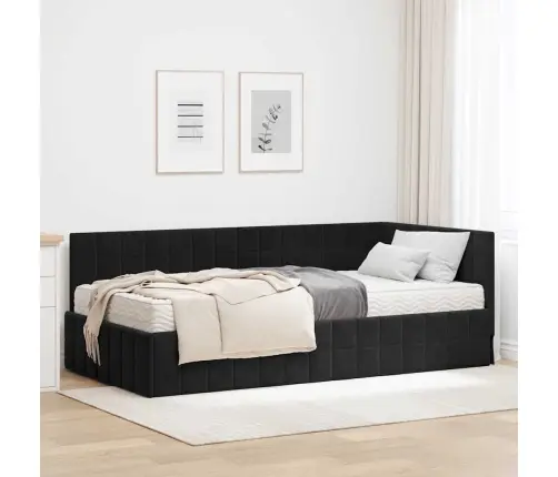 Nurgavoodi Raam Koos Madratsiga Peaga 2 Pcs Must Samet