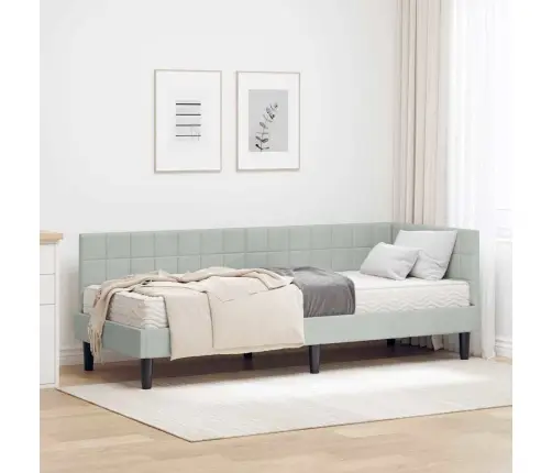 Nurgavoodi Raam Koos Madratsiga Peaga 2 Pcs Helehall Samet