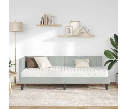 Nurgavoodi Raam Koos Madratsiga Peaga 2 Pcs Helehall Samet