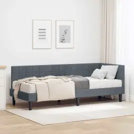 Stūra Gultas Rāmis Ar Matrači 2 Pcs Pelēka Samts Vidaxl