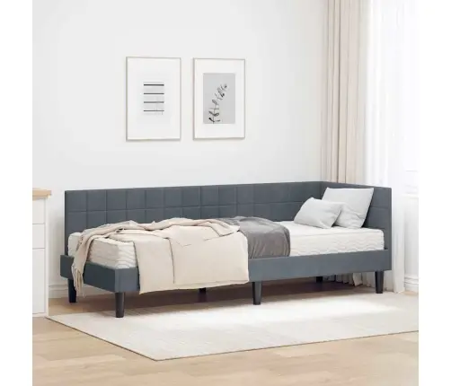 Stūra Gultas Rāmis Ar Matrači 2 Pcs Pelēka Samts Vidaxl