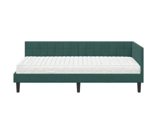 Kampinė Lovos Konstrukcija Su Čiužiniu 2 Pcs Žalia Aksomas