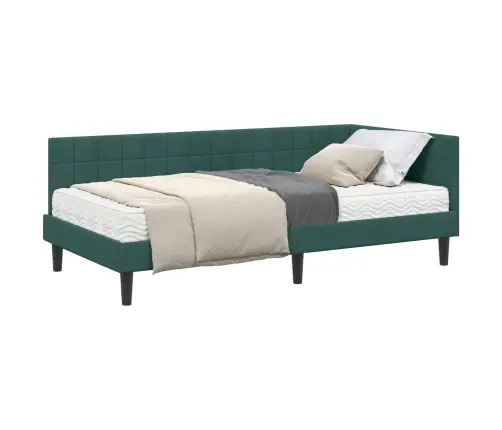 Kampinė Lovos Konstrukcija Su Čiužiniu 2 Pcs Žalia Aksomas
