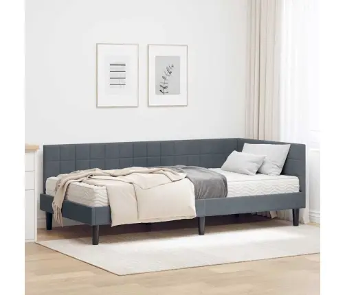 Stūra Gultas Rāmis Ar Matrači 2 Pcs Pelēka Samts Vidaxl