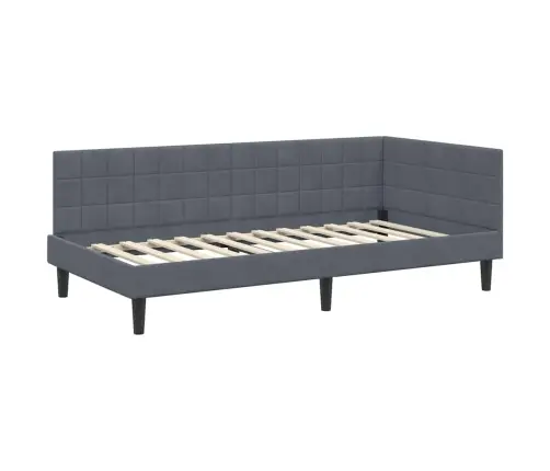 Stūra Gultas Rāmis Ar Matrači 2 Pcs Pelēka Samts Vidaxl