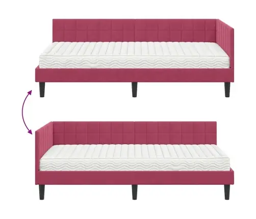 Stūra Gultas Rāmis Ar Matrači Ar Galvas Klāju 2 Pcs Zaļa Samts Vidaxl