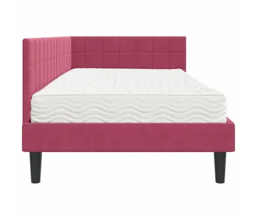 Stūra Gultas Rāmis Ar Matrači Ar Galvas Klāju 2 Pcs Zaļa Samts Vidaxl