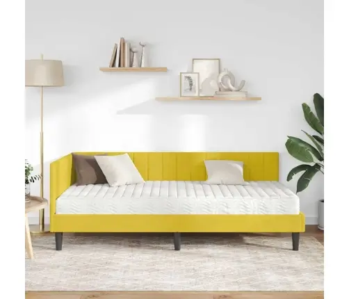 Kampinė Lovos Konstrukcija Su Čiužiniu 2 Pcs Geltona Aksomas