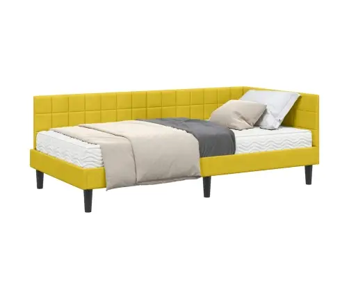 Kampinė Lovos Konstrukcija Su Čiužiniu 2 Pcs Geltona Aksomas