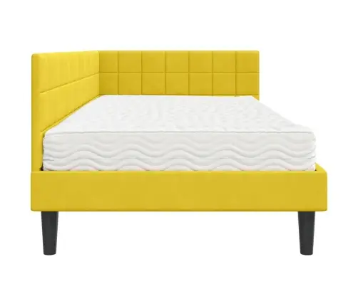 Kampinė Lovos Konstrukcija Su Čiužiniu 2 Pcs Geltona Aksomas