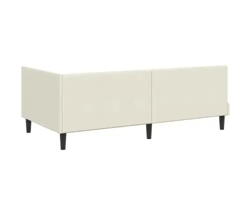 Stūra Gultas Rāmis Ar Matrači 2 Pcs Krēmkrāsa Samts Vidaxl