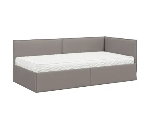 Stūra Gultas Rāmis Ar Matrači 2 Pcs Pelēkbrūna Samts Vidaxl