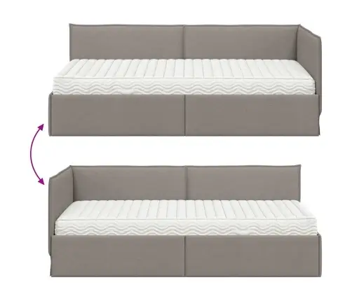 Stūra Gultas Rāmis Ar Matrači 2 Pcs Pelēkbrūna Samts Vidaxl