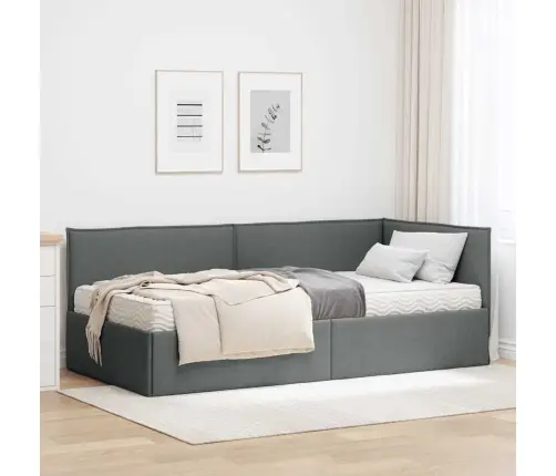 Stūra Gultas Rāmis Ar Matrači 2 Pcs Pelēka Samts Vidaxl